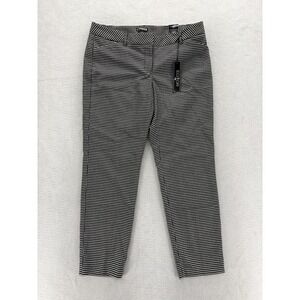 Express Editor Ankle Pants Womens 10R Black White Straight Leg Career Work NWT
